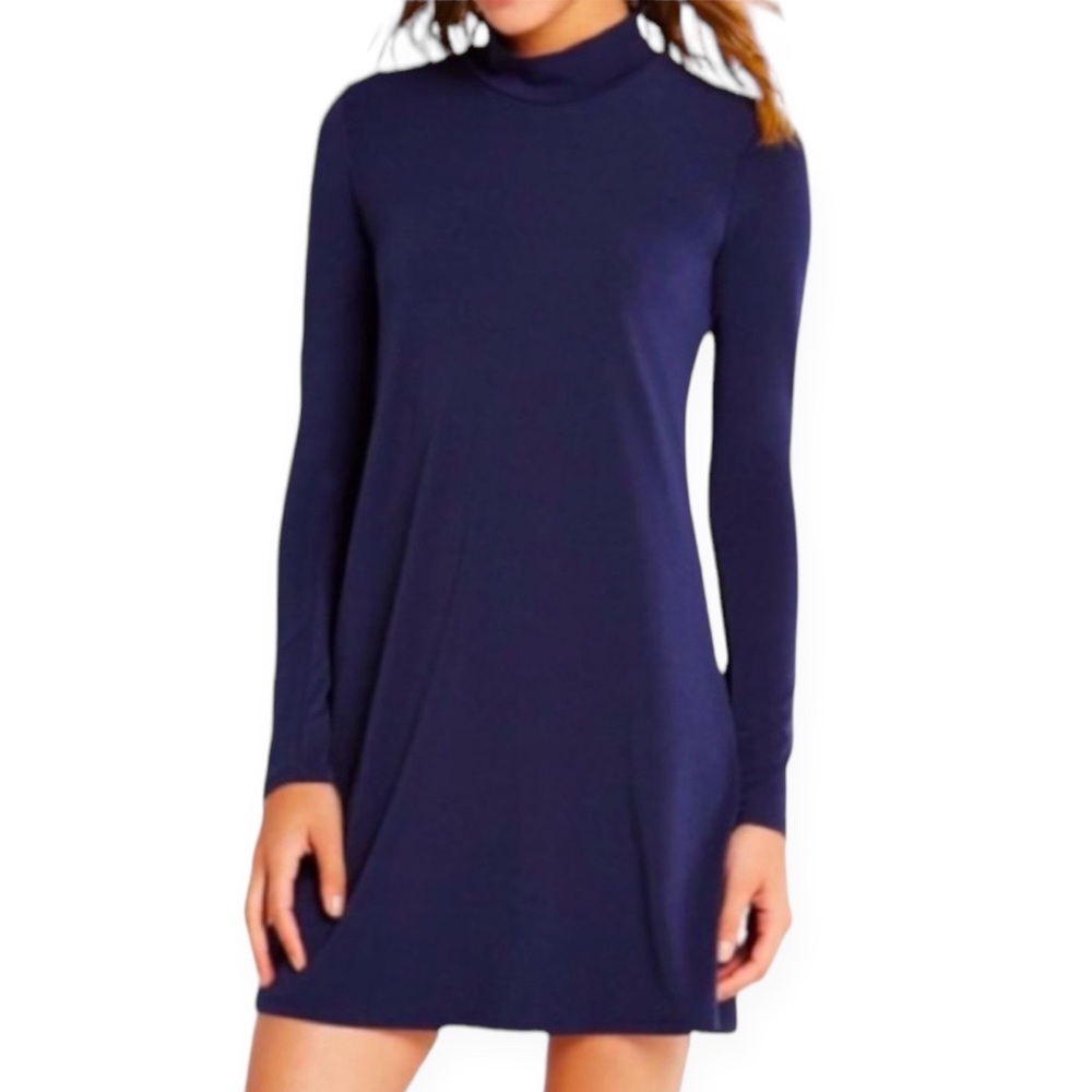 BCBGeneration Navy Blue Turtleneck / Mock Neck A-Line Dress size women’s medium